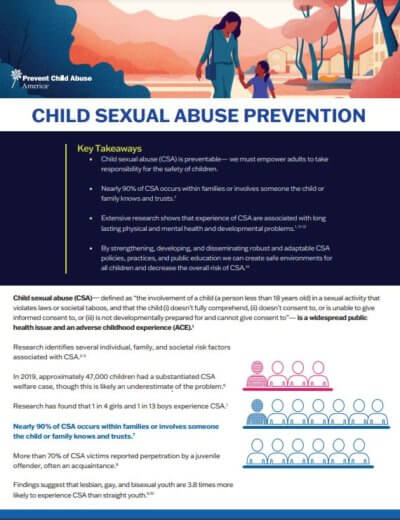 Child Sexual Abuse Prevention One-Pager | Prevent Child Abuse America