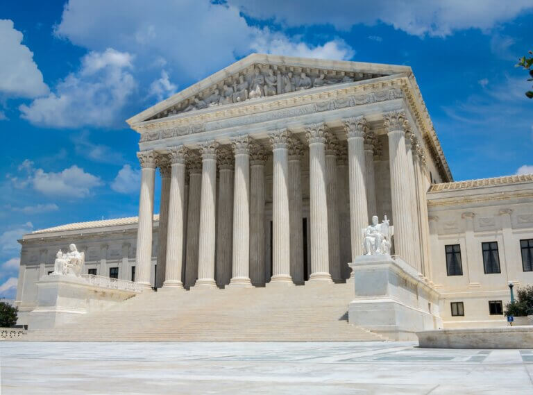 A photograph of the United states Supreme Court building.